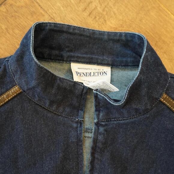 Vintage Pendleton Trucker Jacket Womens L Blue Denim Stretch Western Full Zipper - Picture 5 of 10